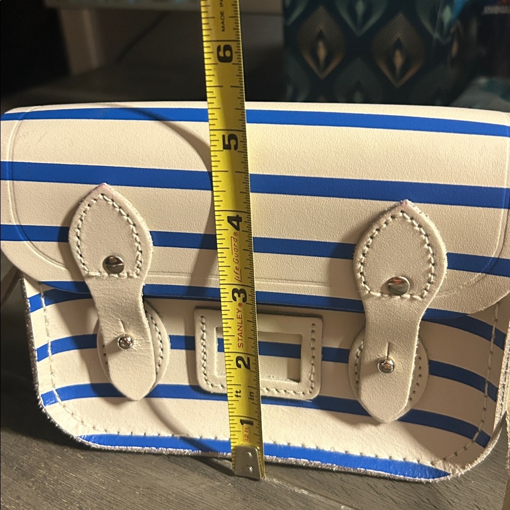 Cambridge Satchel Company Mini Satchel in a white and blue stripe pattern - Picture 5 of 5
